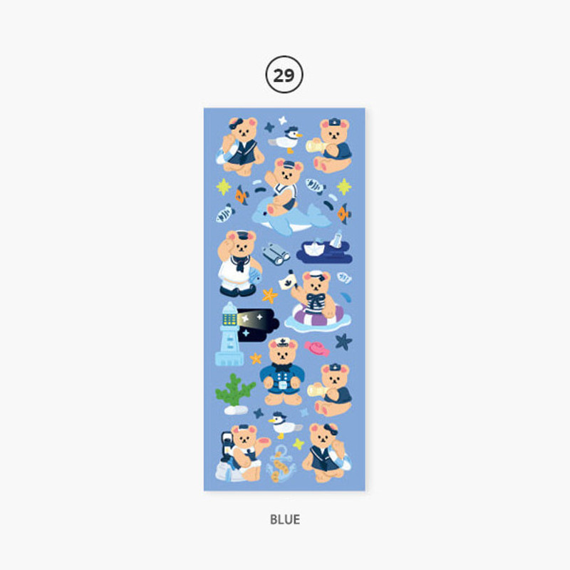 29 blue - Second Mansion Juicy bear removable sticker seal 25-30