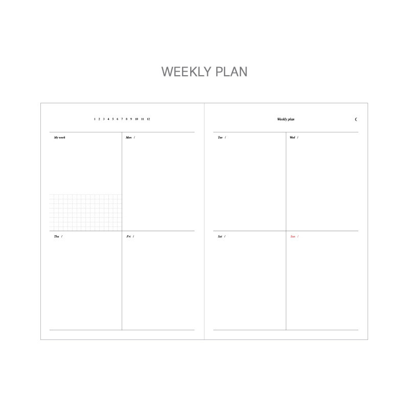 Weekly plan - Dash And Dot Moon special dateless weekly diary planner