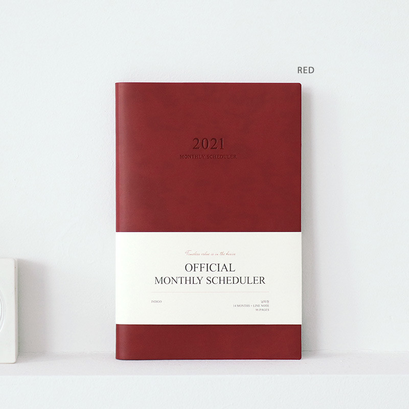 Red - Indigo 2021 Official small dated monthly planner scheduler