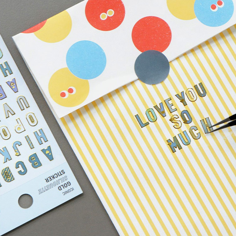 Usage example - Gold silhouette Alphabet and Number removable sticker set Usage example - Gold silhouette Alphabet and Number removable sticker set