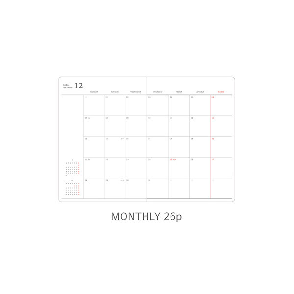 Monthly plan - O-check 2021 Mon journal A5 dated weekly agenda planner