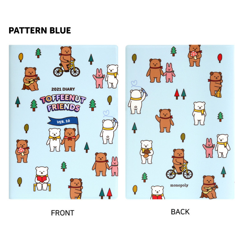 Pattern Blue - Monopoly 2021 Toffeenut friends dated weekly diary with pen Pattern Blue - Monopoly 2021 Toffeenut friends dated weekly diary with pen