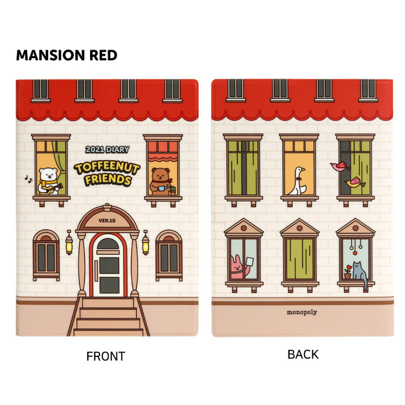 Mansion Red - Monopoly 2021 Toffeenut friends dated weekly diary with pen Mansion Red - Monopoly 2021 Toffeenut friends dated weekly diary with pen