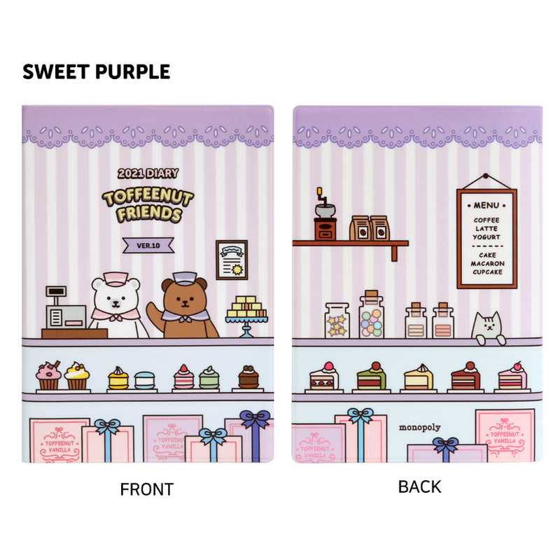 Sweet Purple - Monopoly 2021 Toffeenut friends dated weekly diary with pen Sweet Purple - Monopoly 2021 Toffeenut friends dated weekly diary with pen
