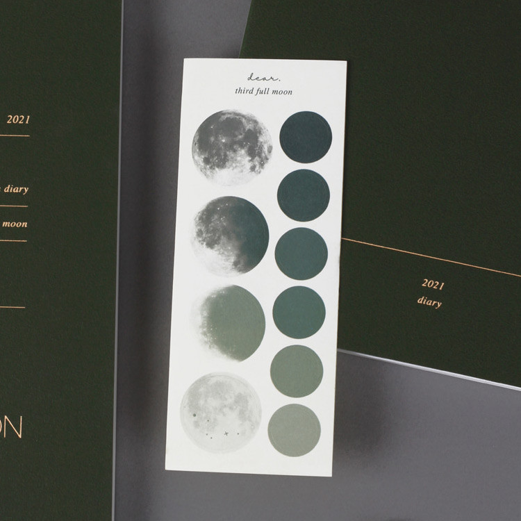 Comes with  a moon sticker sheet - Dash And Dot 2021 Moon large dated weekly diary planner