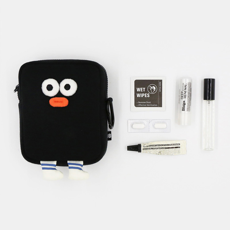 Pom Pom - ROMANE Brunch brother big compact zipper pouch with key clip Pom Pom - ROMANE Brunch brother big compact zipper pouch with key clip