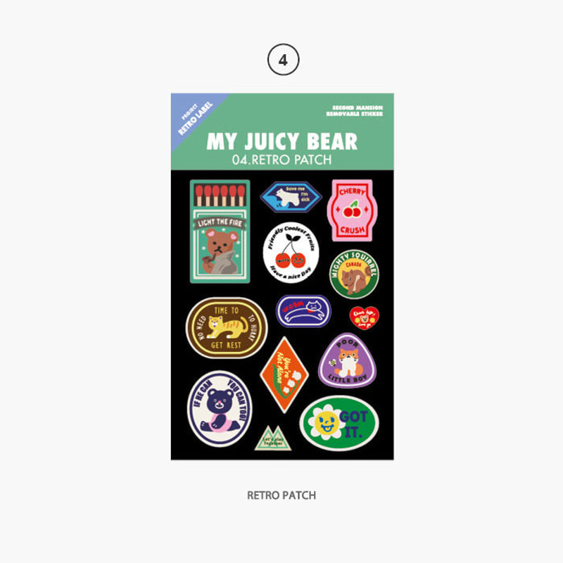 04 Retro Patch - Project retro label my juicy bear removable sticker 04 Retro Patch - Project retro label my juicy bear removable sticker