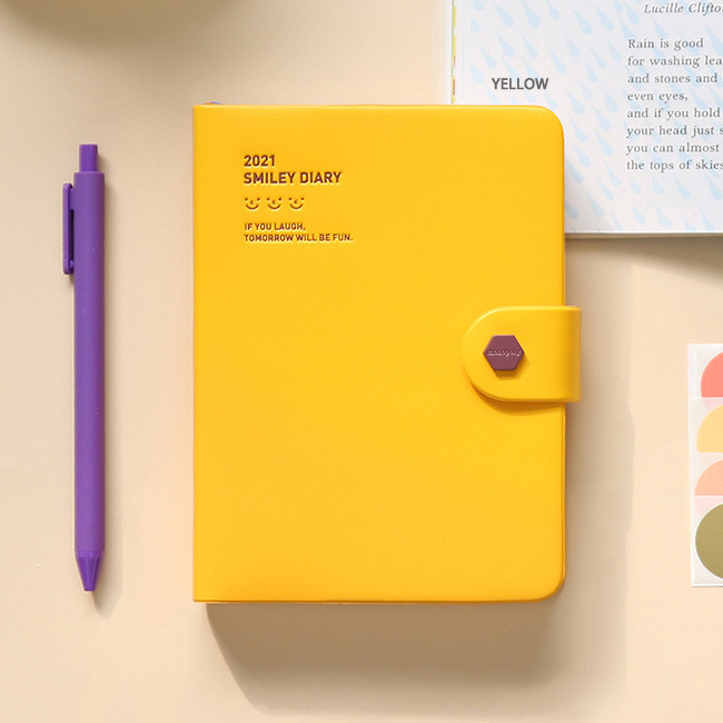 Yellow - Monopoly 2021 Smiley dated daily diary with tray