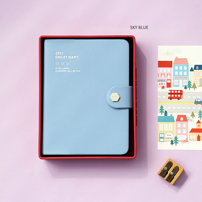 Sky blue - Monopoly 2021 Smiley dated daily diary with tray