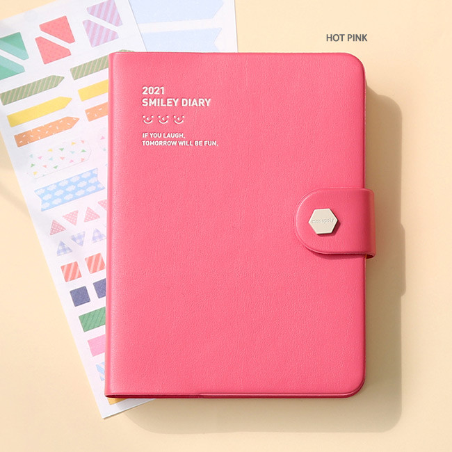 Hot Pink - Monopoly 2021 Smiley dated daily diary with tray