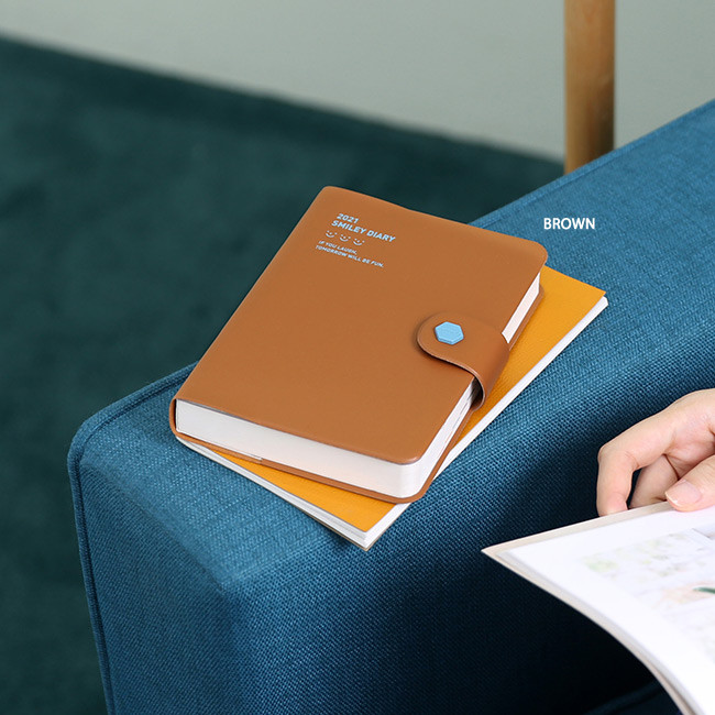 Brown - Monopoly 2021 Smiley dated daily diary with tray