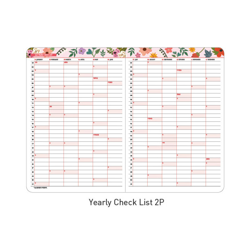Yearly checklist - Ardium 2021 Flower dated weekly diary planner Yearly checklist - Ardium 2021 Flower dated weekly diary planner