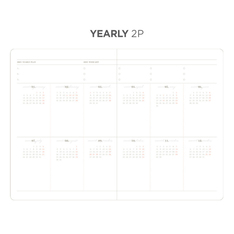 Yearly plan - After The Rain 2021 Dot your day dated weekly diary planner