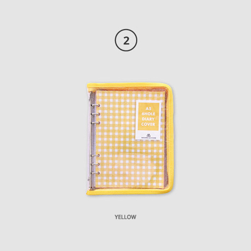 Yellow - Second Mansion Zipper twinkle A5 size 6-ring binder cover Yellow - Second Mansion Zipper twinkle A5 size 6-ring binder cover