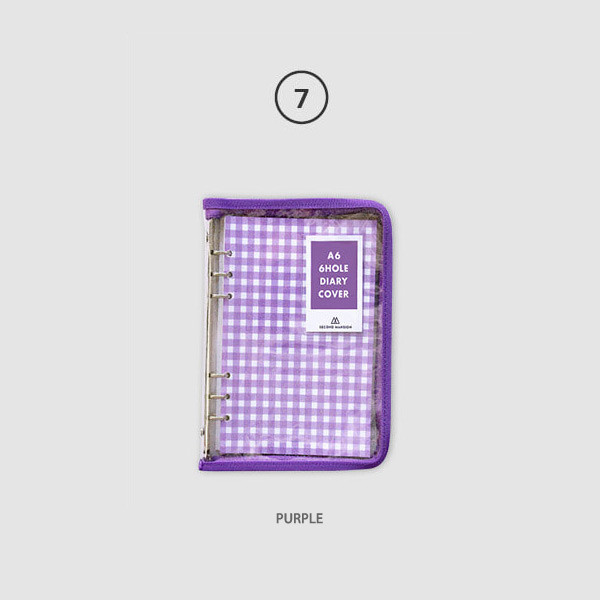 Purple - Second Mansion Zipper twinkle A6 size 6-ring binder cover