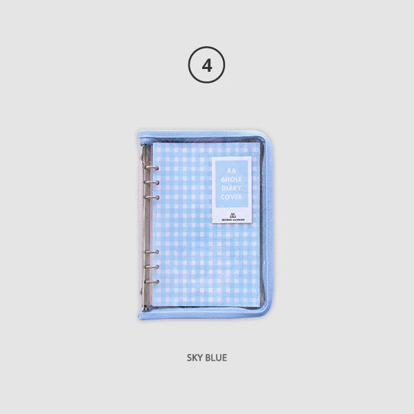 Sky blue - Second Mansion Zipper twinkle A6 size 6-ring binder cover