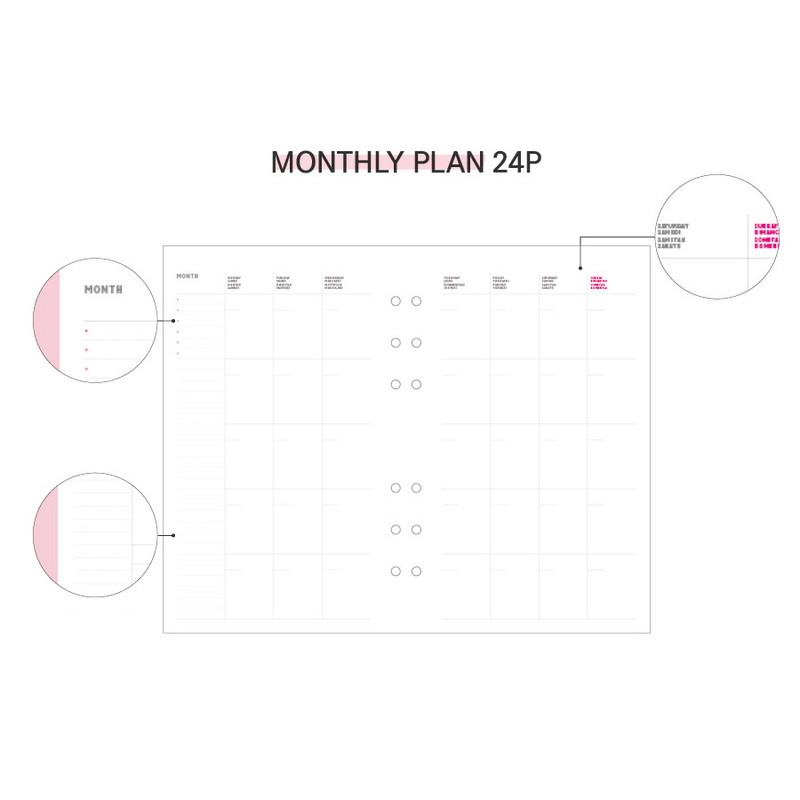Monthly plan - Cool kids zipper A5 6-ring dateless weekly diary planner 