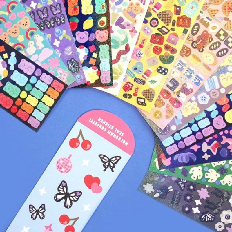 Pack - Second Mansion Hologram confetti removable sticker seal 07-18