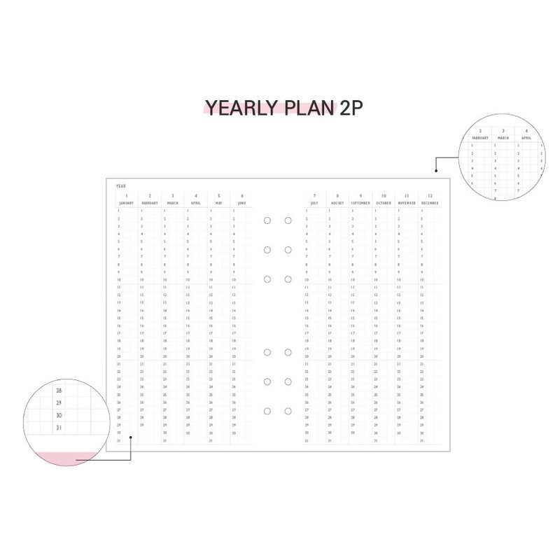 Yearly plan - Second Mansion Highteen A6 6-ring dateless weekly diary