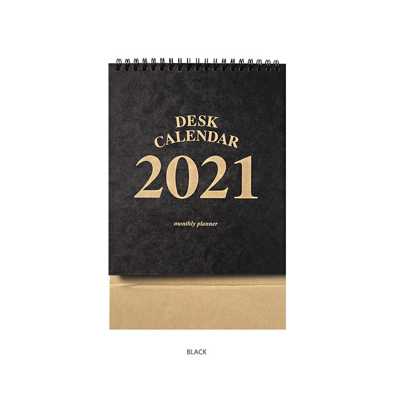 Black - 2young 2021 Kraft monthly desk calendar
