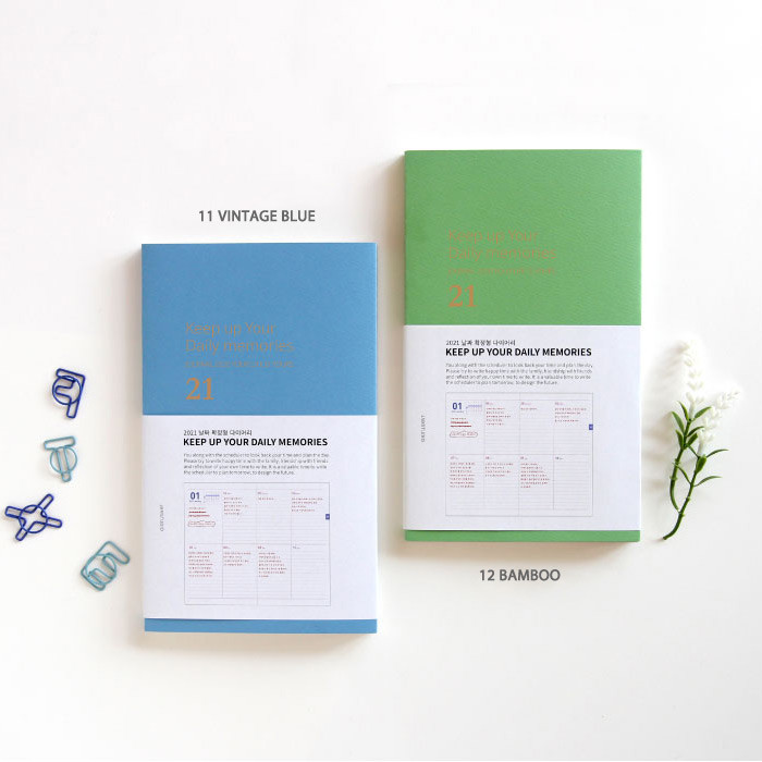 Vintage Blue, Bamboo - Jam Studio 2021 One fine day dated weekly diary planner