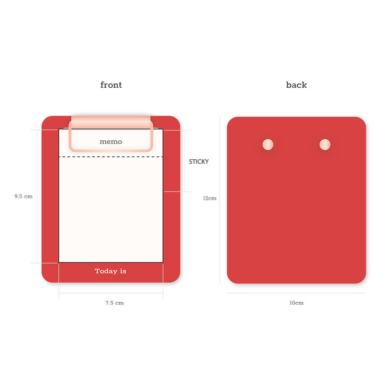 N.IVY Today is small red clipboard holder with a notepad