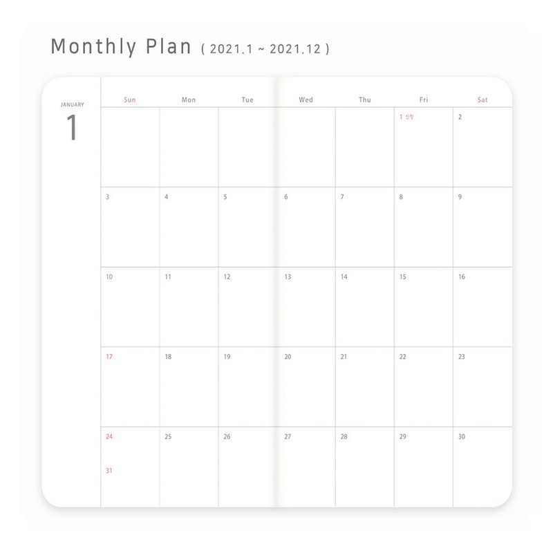 Monthly plan - Eedendesign 2021 Simple dated weekly diary planner
