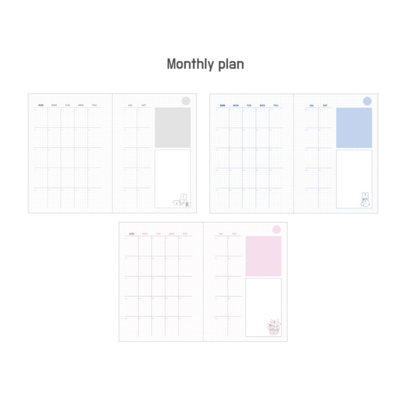 Monthly plan - DESIGN GOMGOM Leeli hardcover 6-ring dateless weekly diary
