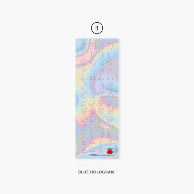 01 Blue Hologram - Second Mansion Hightteen number removable sticker seal