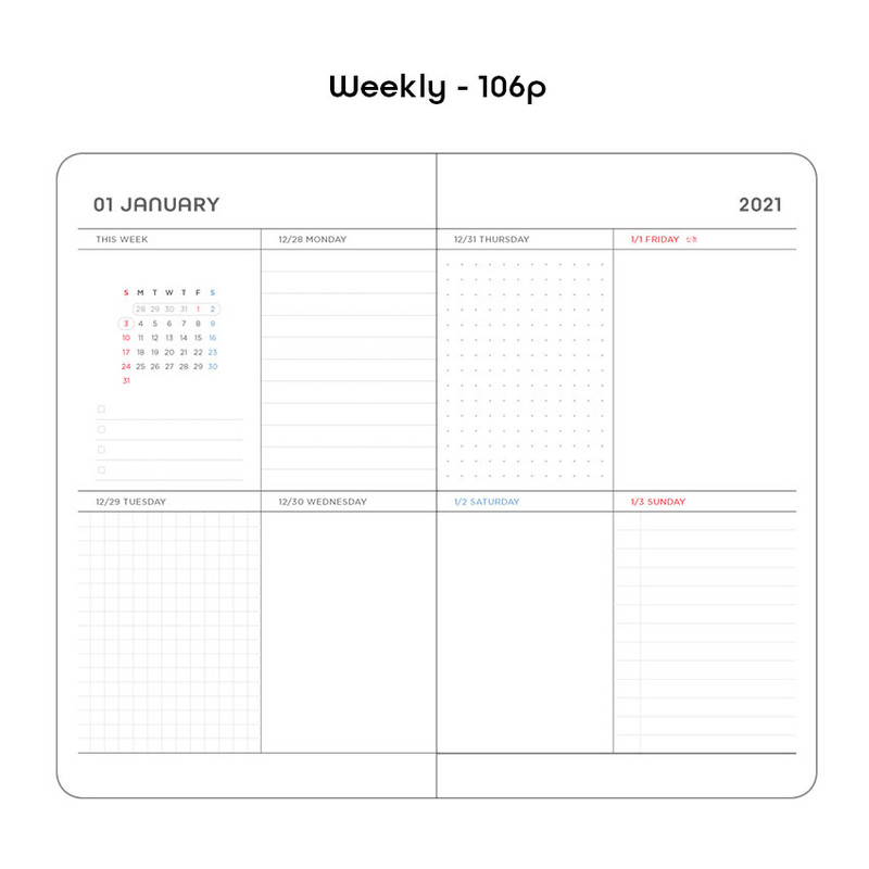 Weekly plan - 2021 Black hardcover dated weekly planner