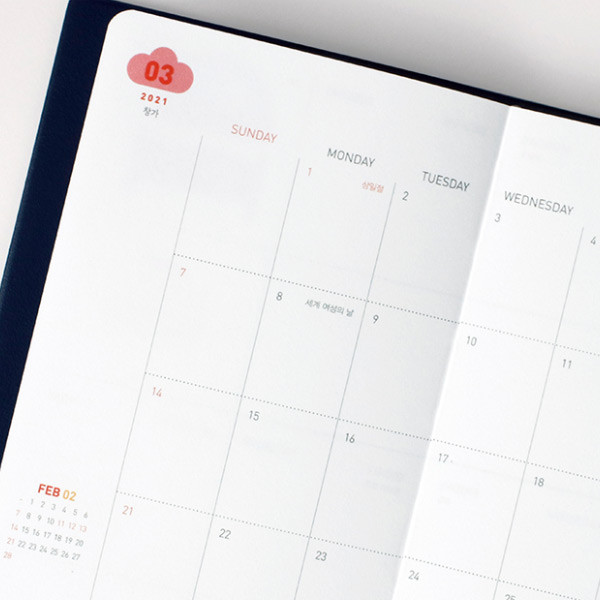 Monthly plan - After The Rain 2021 Cloud story dated weekly diary planner