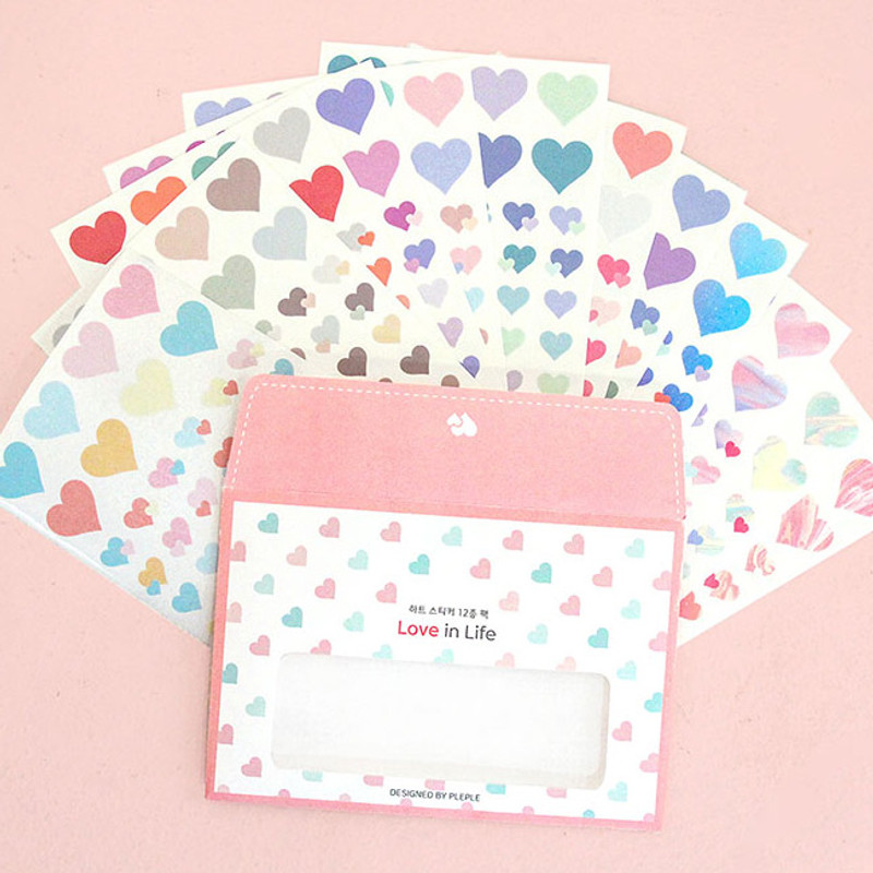 PLEPLE Love in life heart sticker 12 sheet set PLEPLE Love in life heart sticker 12 sheet set
