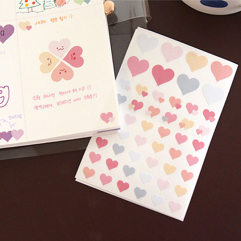 Usage example - PLEPLE Love in life heart sticker 12 sheet set Usage example - PLEPLE Love in life heart sticker 12 sheet set