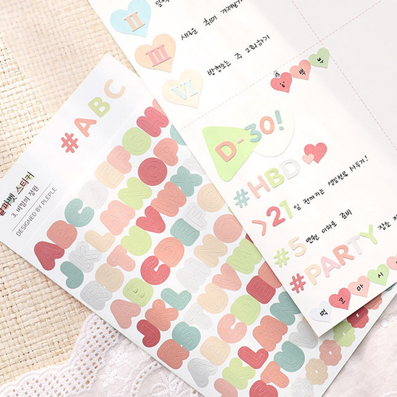 Usage example - PLEPLE Upper case Alphabet sticker 8 sheets set Usage example - PLEPLE Upper case Alphabet sticker 8 sheets set