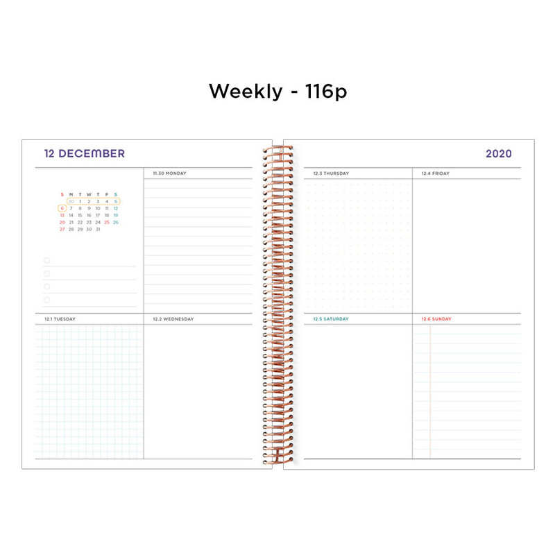 Weekly plan - 2021 Watercolor Quote spiral dated weekly planner