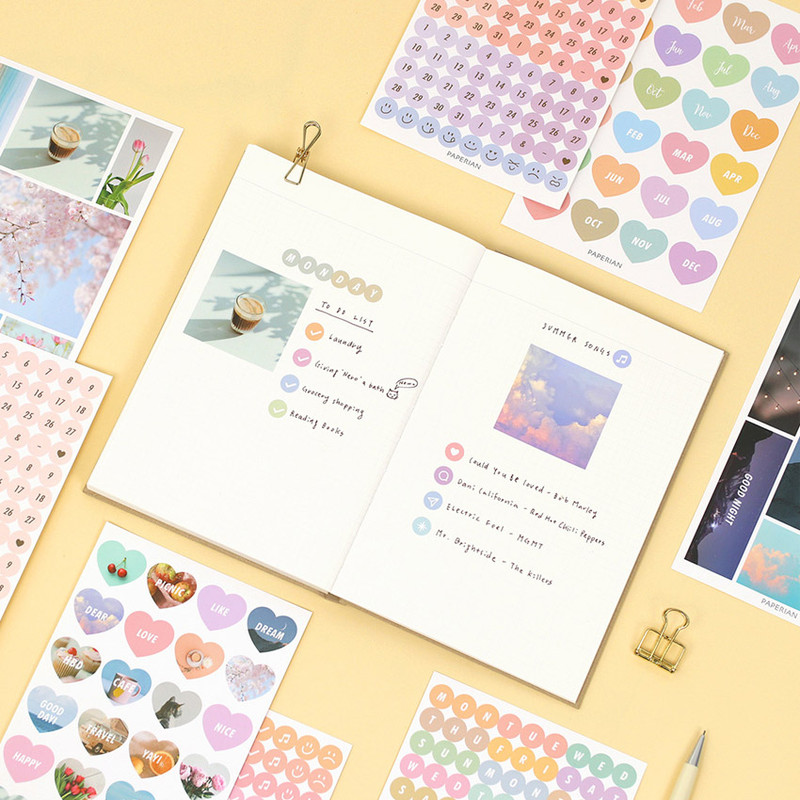 Usage example - PAPERIAN Diary deco removable sticker 8 sheets set Usage example - PAPERIAN Diary deco removable sticker 8 sheets set