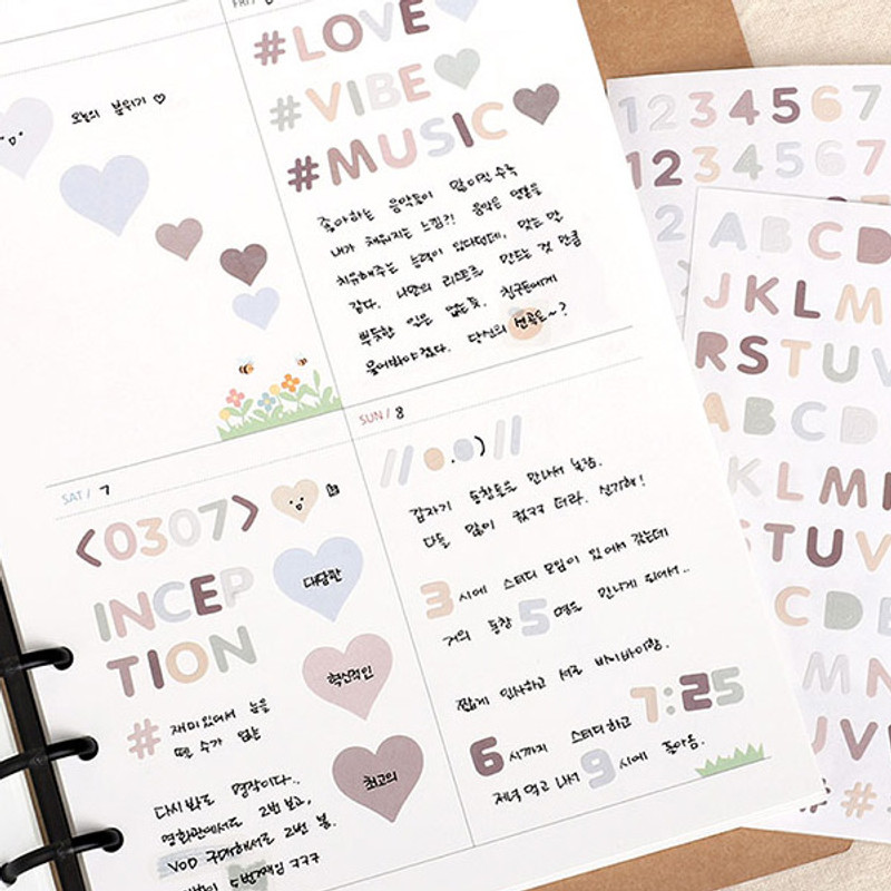 Usage example - PLEPLE Number sticker 8 sheets set Usage example - PLEPLE Number sticker 8 sheets set
