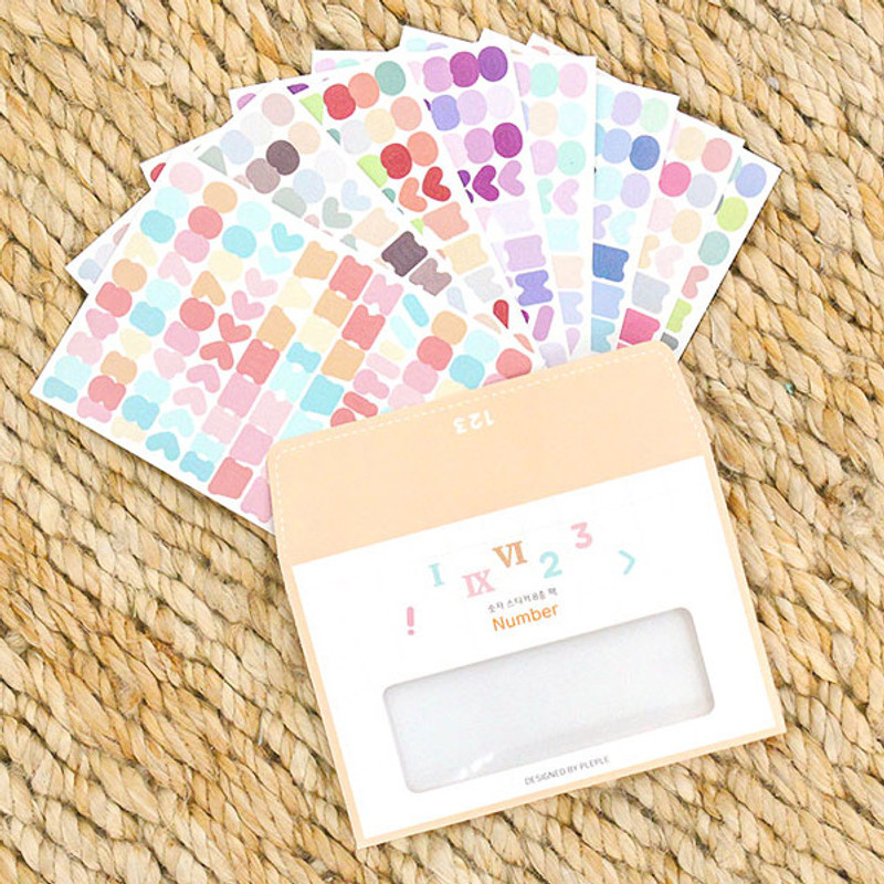 PLEPLE Number sticker 8 sheets set PLEPLE Number sticker 8 sheets set