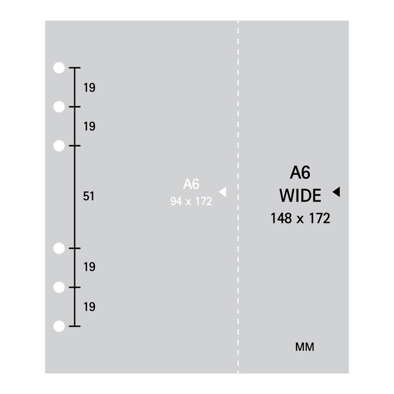 Size - 2NUL Cherry pick wide A6 6-ring pin grid note paper refill