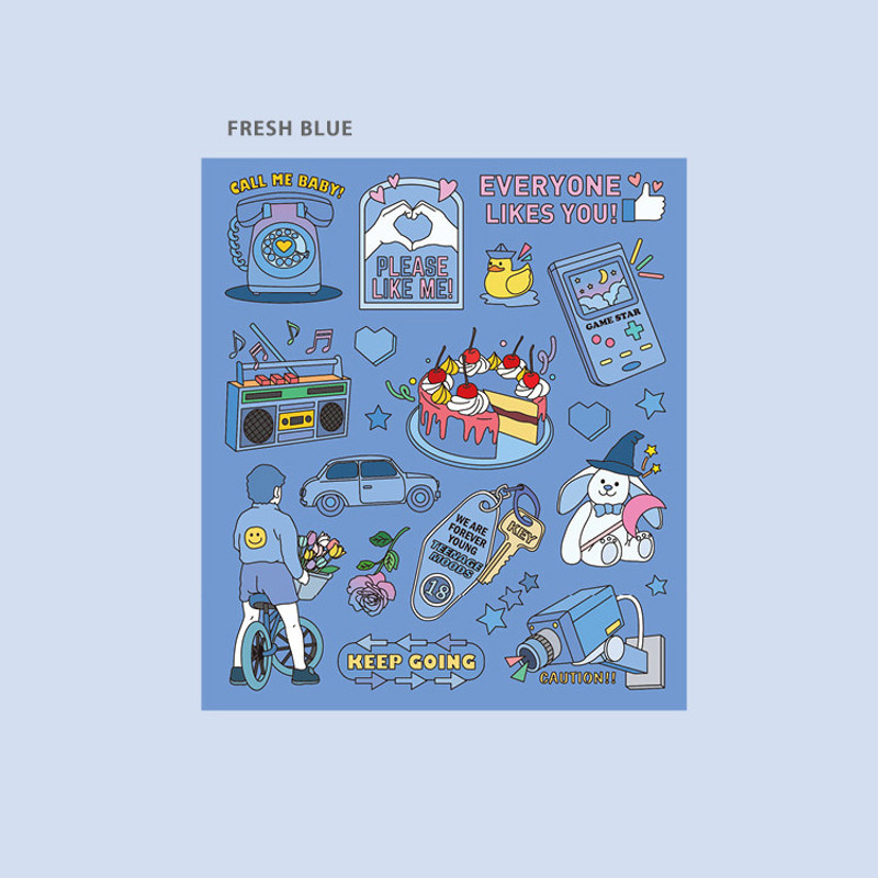 Fresh blue - Ardium Pop illustration colorful point paper sticker ver5 Fresh blue - Ardium Pop illustration colorful point paper sticker ver5