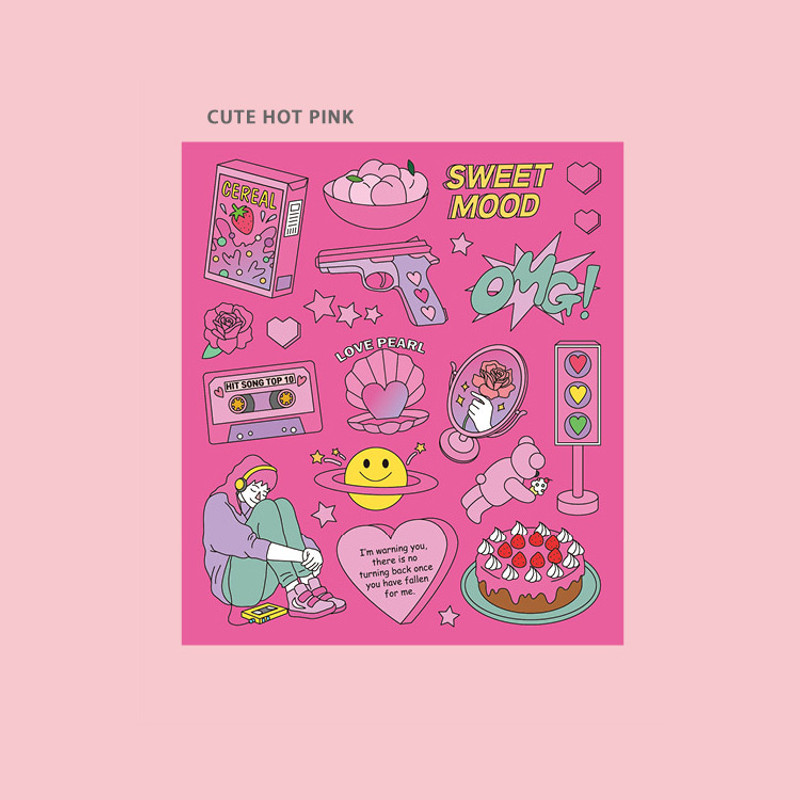 Cute hot pink - Ardium Pop illustration colorful point paper sticker ver5 Cute hot pink - Ardium Pop illustration colorful point paper sticker ver5