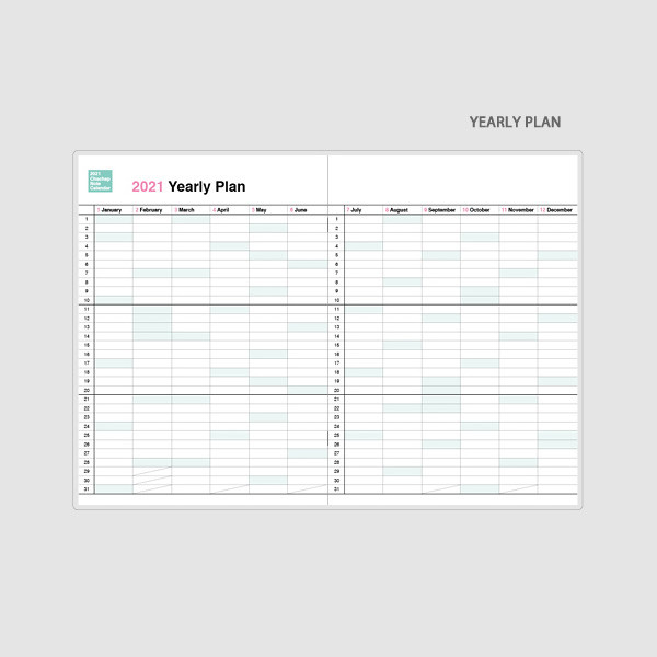 Yearly plan - Chachap 2021 Note dated monthly diary planner