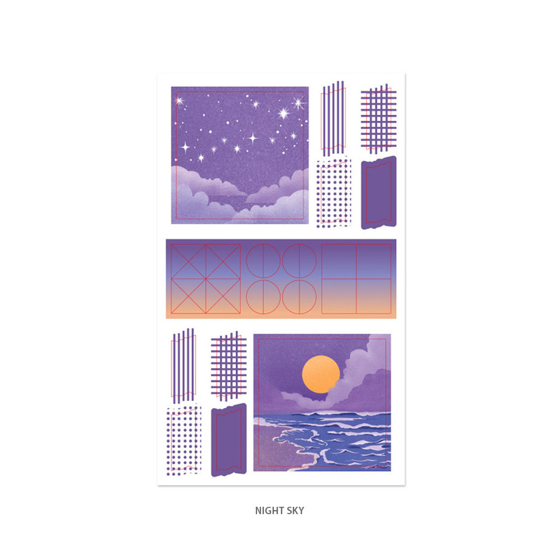 Night sky - istyle illustration paper sticker