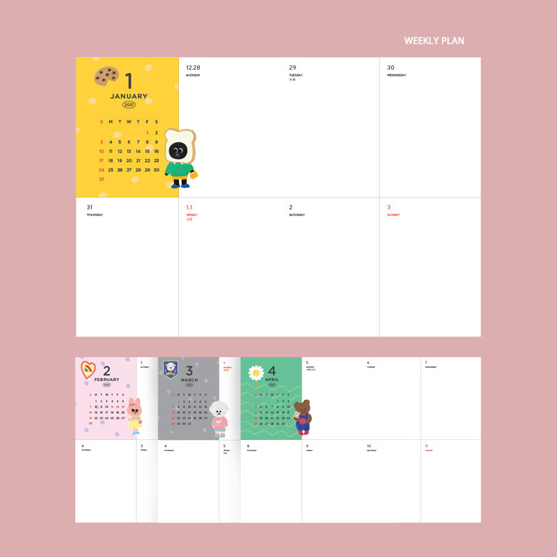 Weekly plan - GMZ 2021 Kitsch heart dated weekly diary planner Weekly plan - GMZ 2021 Kitsch heart dated weekly diary planner