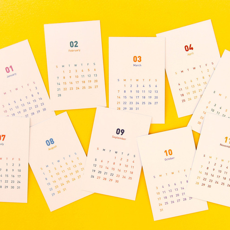 Back - Jam Studio 2021 Welcome mini dated monthly calendar sheets