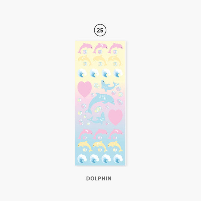 25 Dolphin - Second Mansion Hologram confetti removable sticker seal 25-30