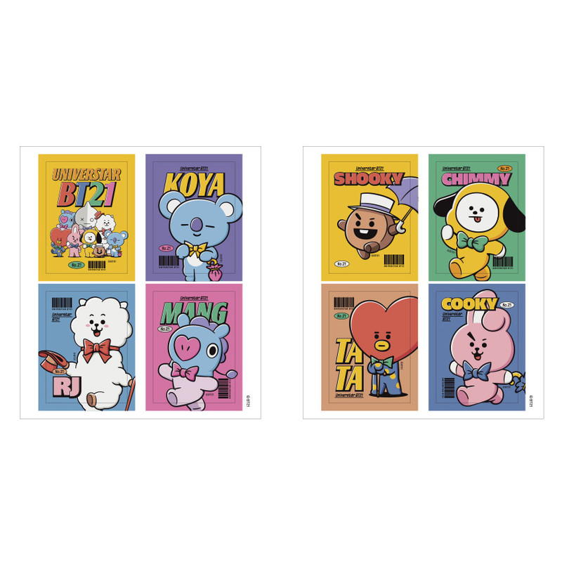 Set of 6 sheets - BT21 Vintage paper removable sticker 6 sheets set