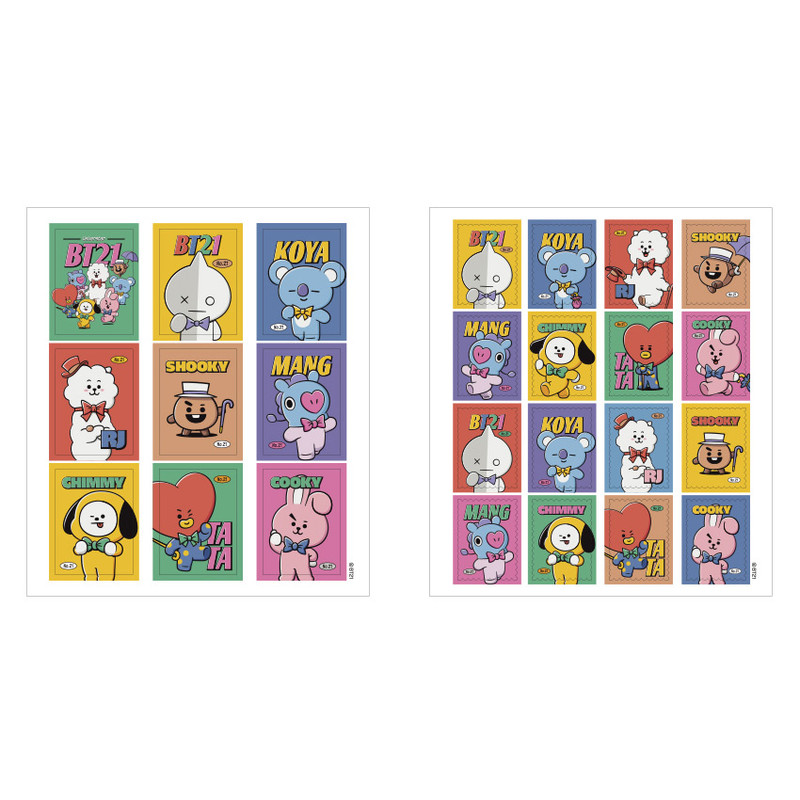 Set of 6 sheets - BT21 Vintage paper removable sticker 6 sheets set
