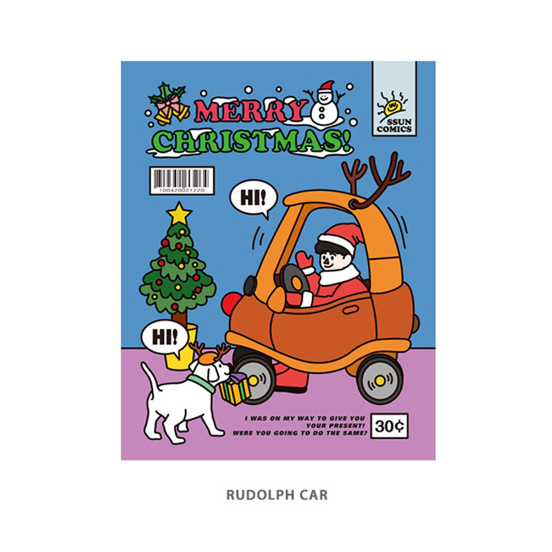 Rudolph car - Ardium Merry Christmas card and envelope set