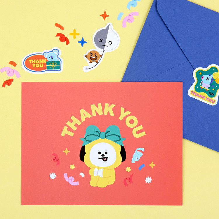 BT21 Thank you card and envelope set